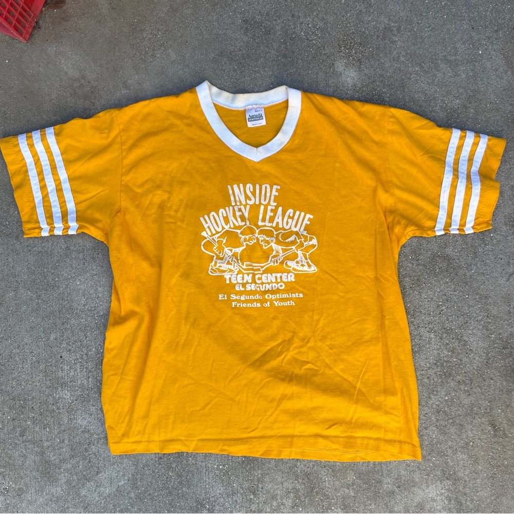 Vintage Yellow Inside Hockey League Tee